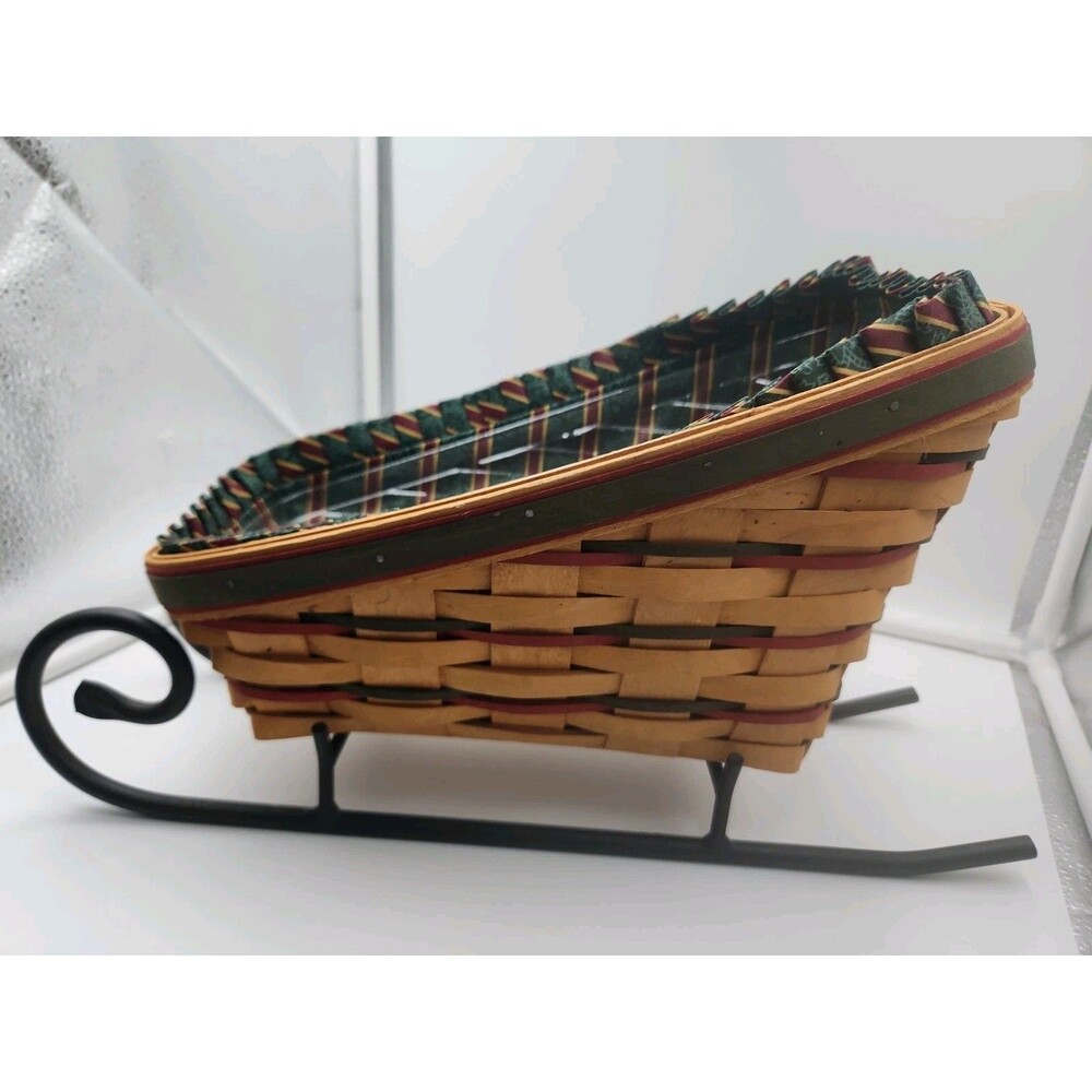 Longaberger 1997 Dash Away Sleigh Basket Medium with Plastic Liner Iron Runner